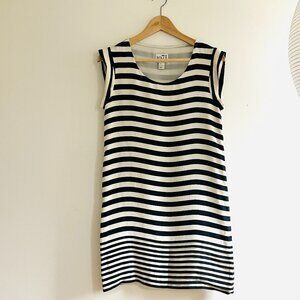 Reiss Silk Stripe Pleat Shift Dress